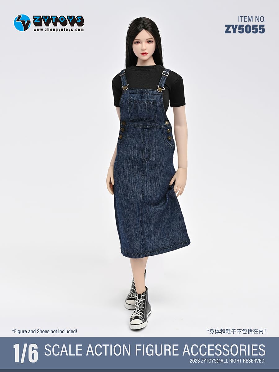 HiPlay 1/6 Scale Figure Doll Clothes: T-Shirt Denim Skirt Suit for 12-inch Collectible Action Figure