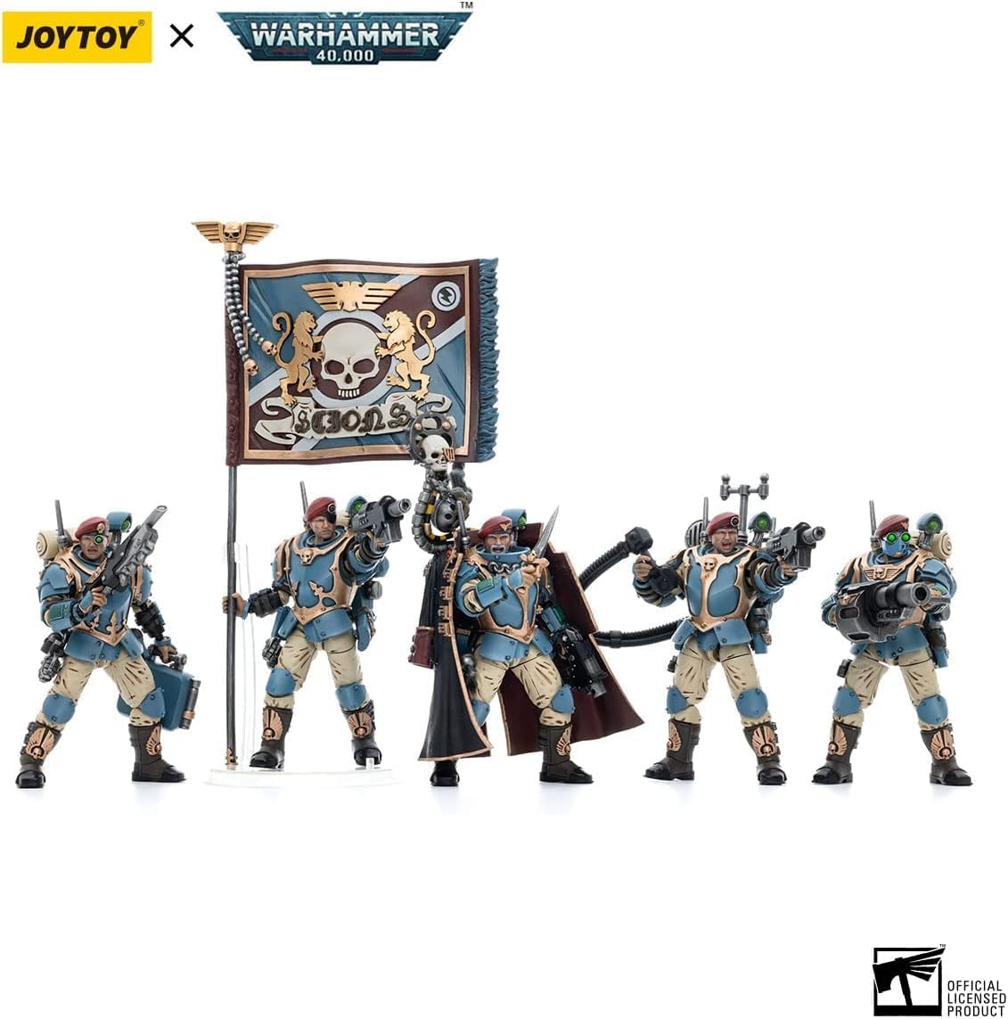 HiPlay JoyToy ¡Á Warhammer 40K Officially Licensed 1/18 Scale Science Fiction Action Figures Full Set Series Astra Militarum Tempestus Scions Command Squad 55th Kappic Eagles Medic