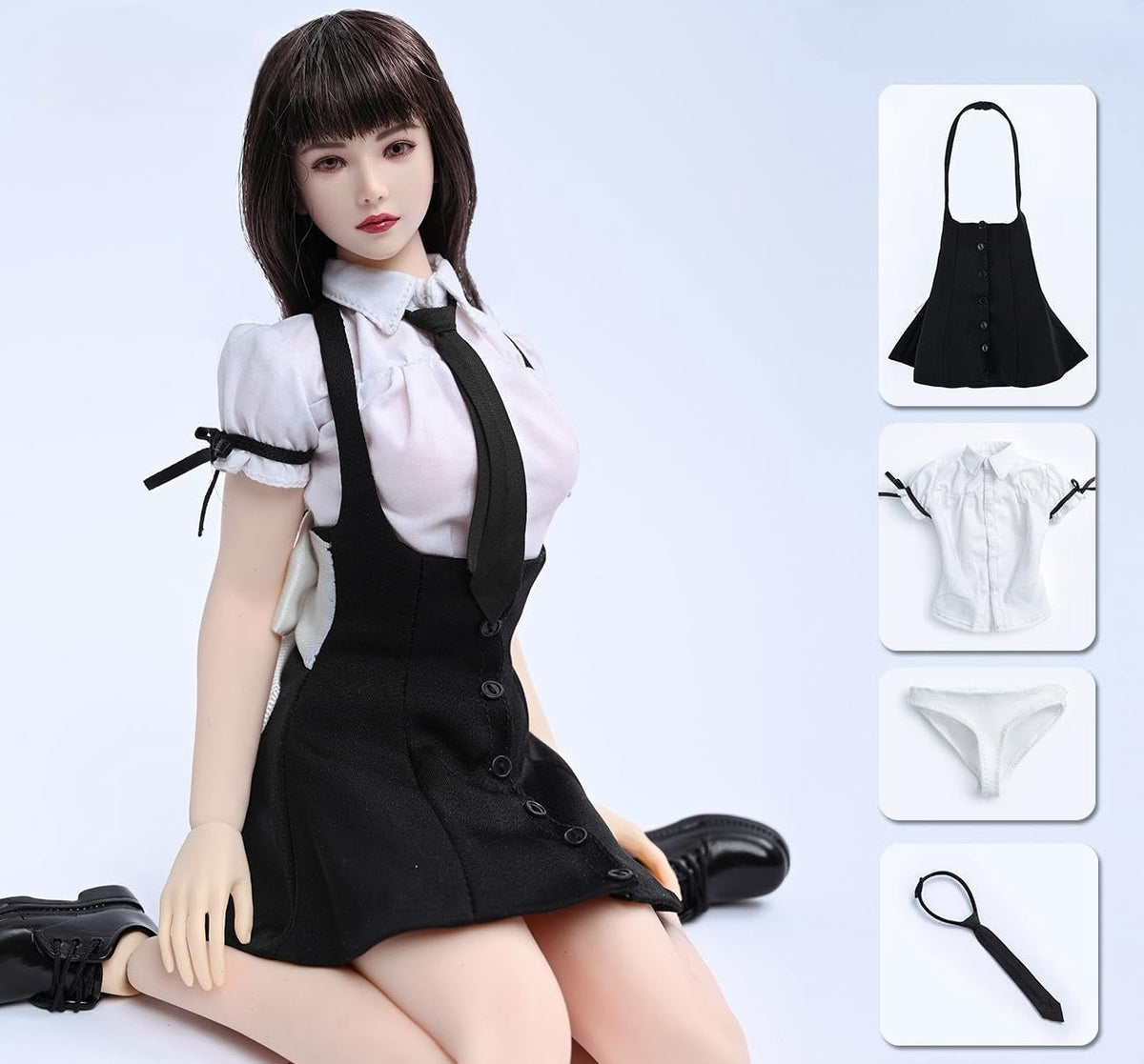 Ropa para muñeca a escala 1/6: Conjunto de falda y camisa JK para figura de acción coleccionable de 12 pulgadas TCT-034A
