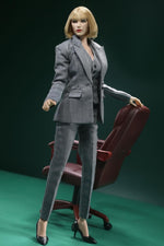1/6 Scale Figure Doll Clothes: Blue Female Slim-Fit Suit for 12-inch Collectible Action Figure