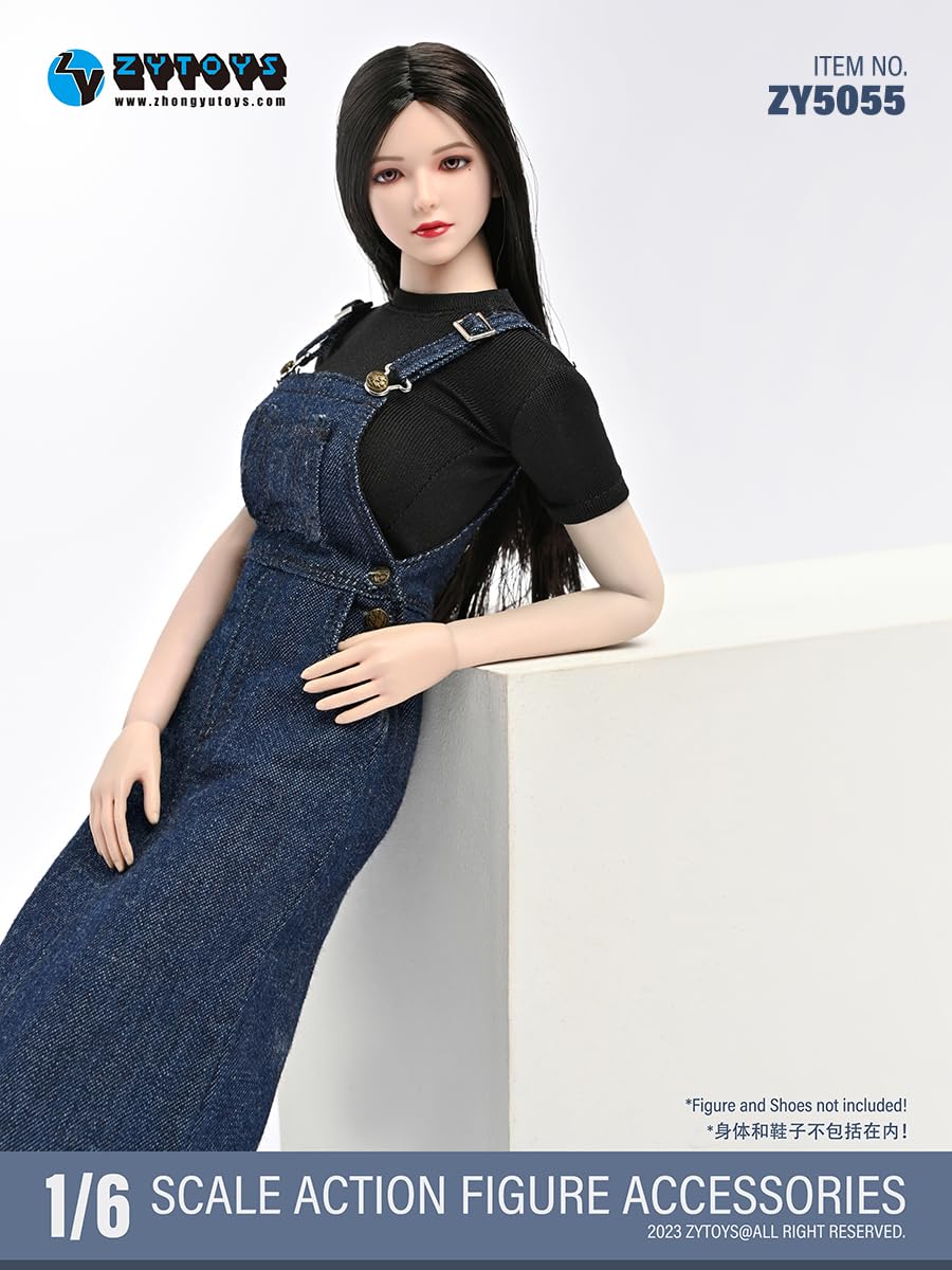 HiPlay 1/6 Scale Figure Doll Clothes: T-Shirt Denim Skirt Suit for 12-inch Collectible Action Figure