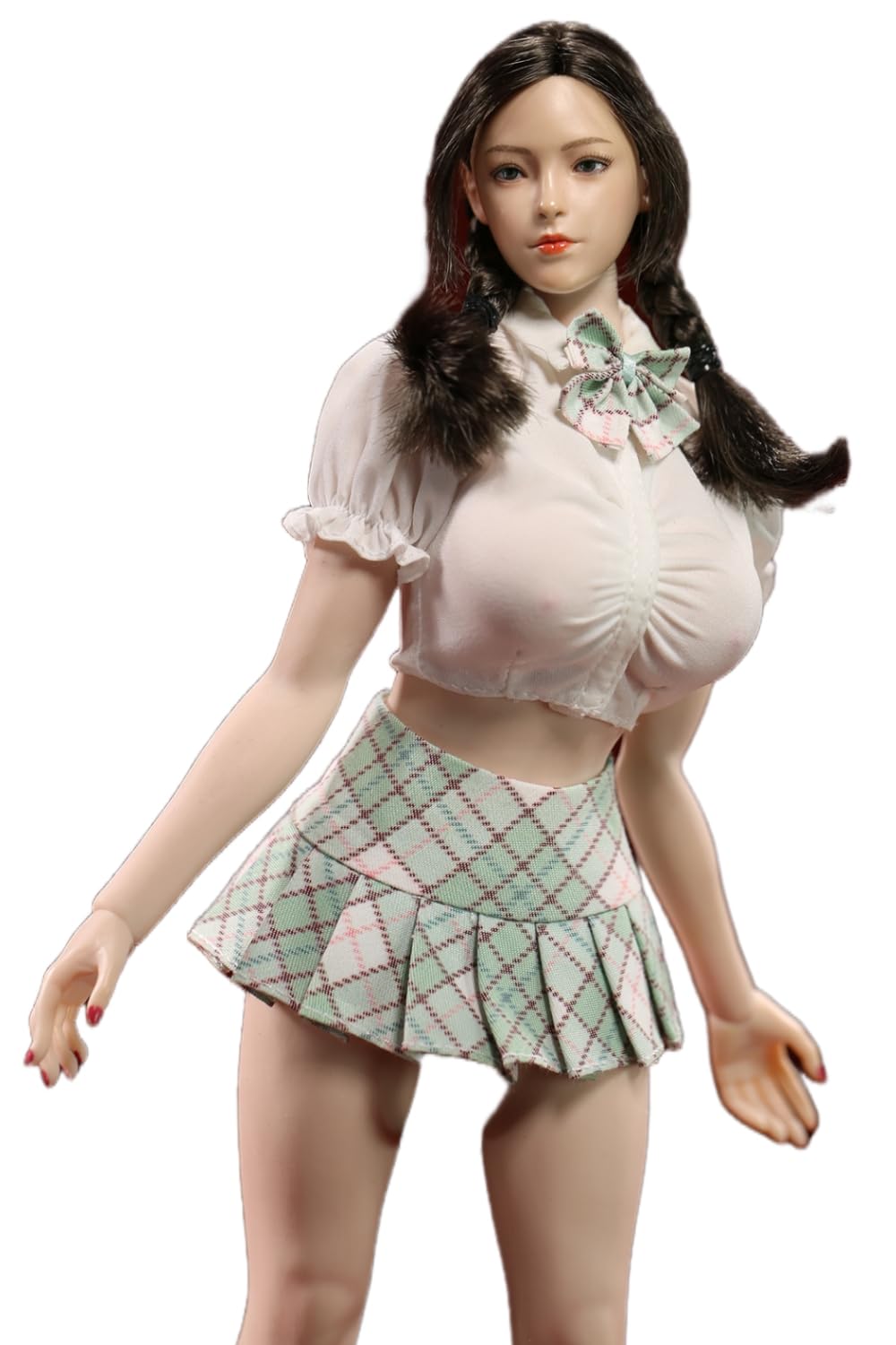 Ropa para muñeca a escala 1/6: blusa corta con mangas abullonadas verdes y cuello halter para figura de acción coleccionable de 12 pulgadas