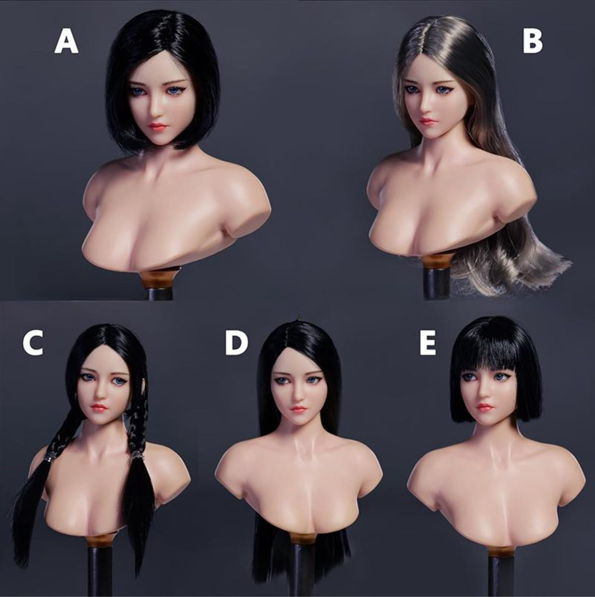 Escultura de cabeza femenina a escala 1:6, diseño de ojos móviles, escultura de cabeza de niña asiática para figuras de acción de 12 pulgadas YMT101A