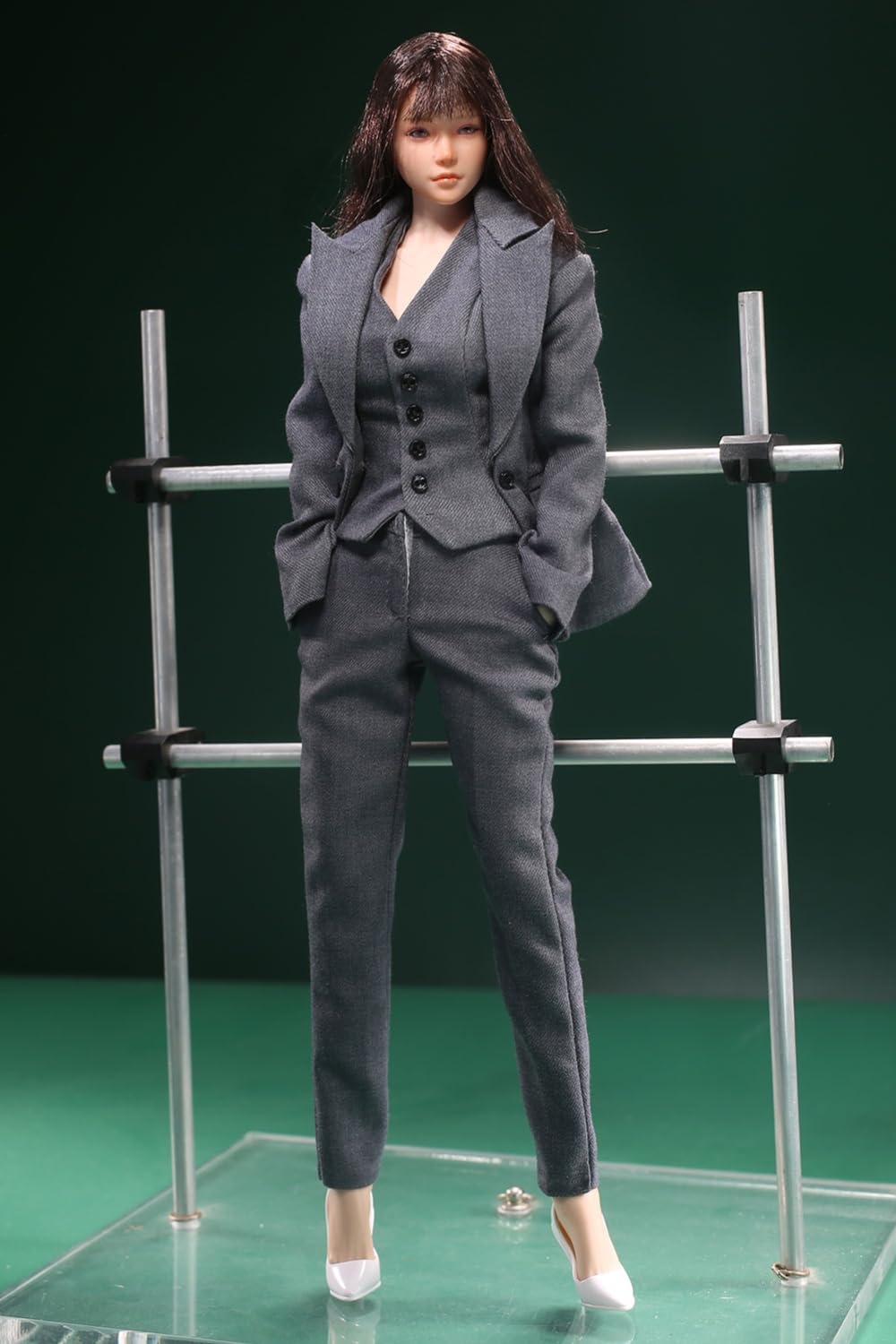 1/6 Scale Figure Doll Clothes: Blue Female Slim-Fit Suit for 12-inch Collectible Action Figure