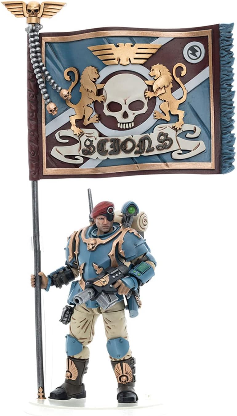 JoyToy Warhammer 40K 1/18 Scale Astra Militarum Tempestus Scions Command Squad 55th Kappic Eagles Banner Bearer Action Figure
