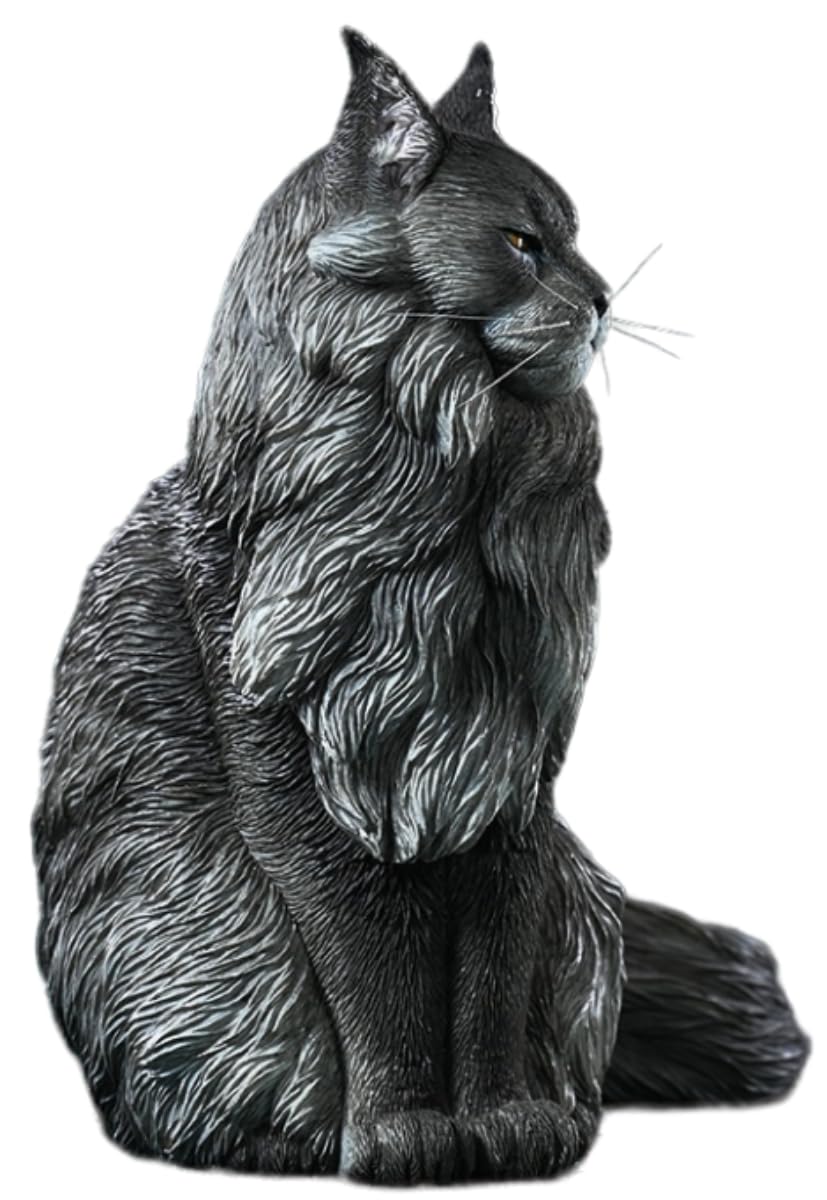 HiPlay JXK Collectible Cat Figure: Maine Coon, Expertly Hand-Painted, Lifelike, Safe Resin, 1:6 Scale Miniature Animal Figurine JXK193A