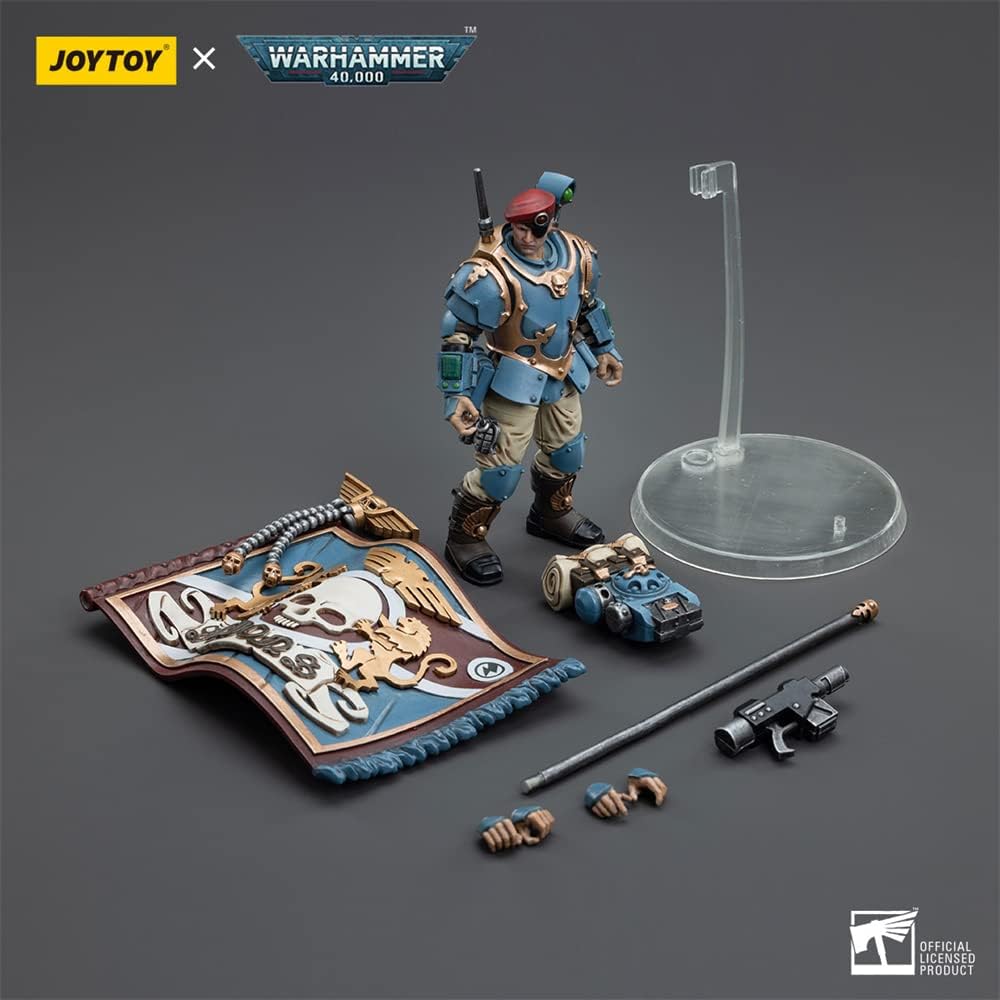 (Only Shipped to the DE) JoyToy Warhammer 40K 1/18 Scale Astra Militarum Tempestus Scions Command Squad 55th Kappic Eagles Banner Bearer Action Figure