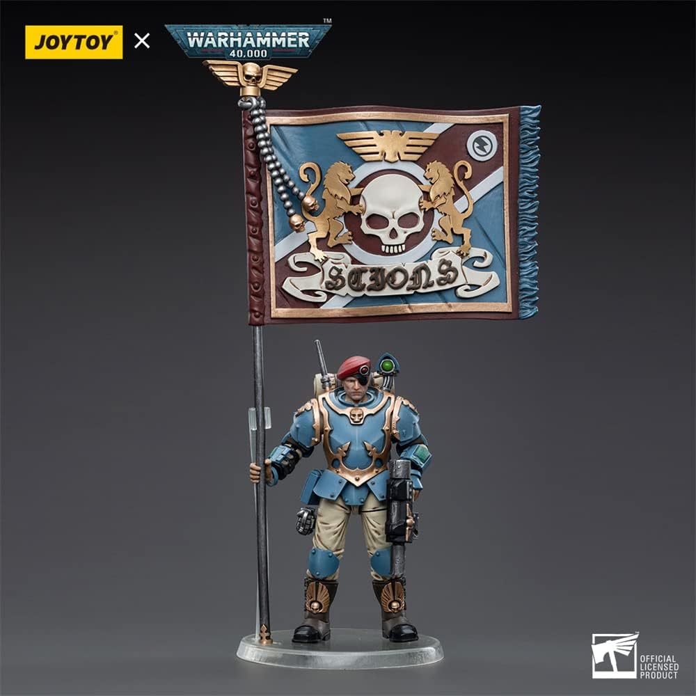 (Only Shipped to the DE) JoyToy Warhammer 40K 1/18 Scale Astra Militarum Tempestus Scions Command Squad 55th Kappic Eagles Banner Bearer Action Figure