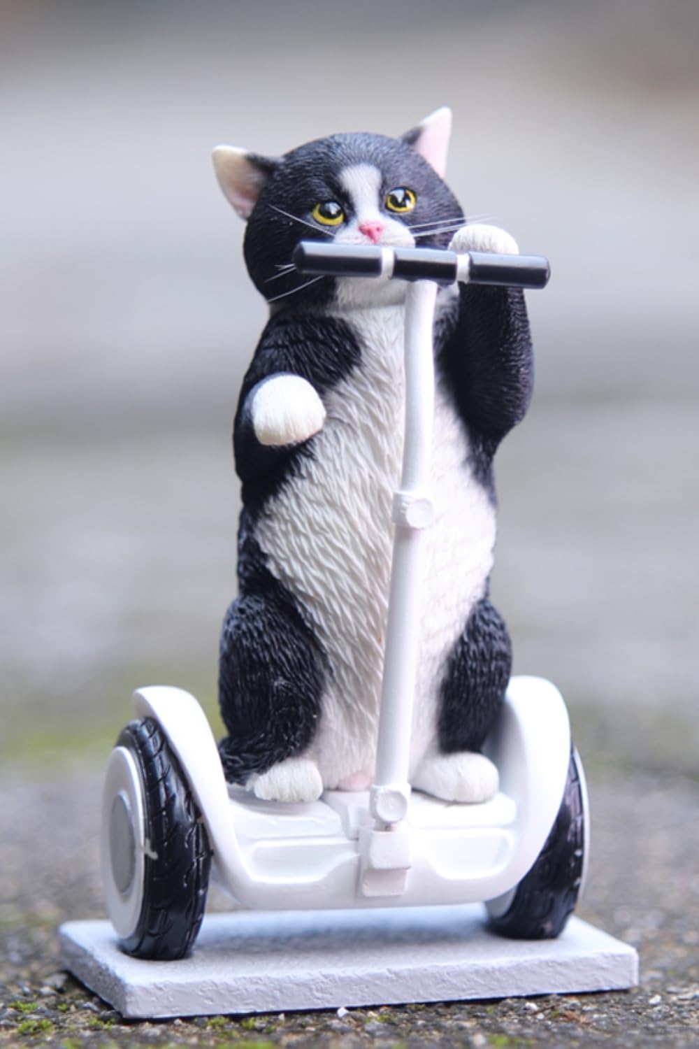 HiPlay JXK Collectible Cat Figure: Gray Standing Cat, Expertly Hand-Painted, Lifelike, Safe Resin, 1:6 Scale Miniature Animal Figurine