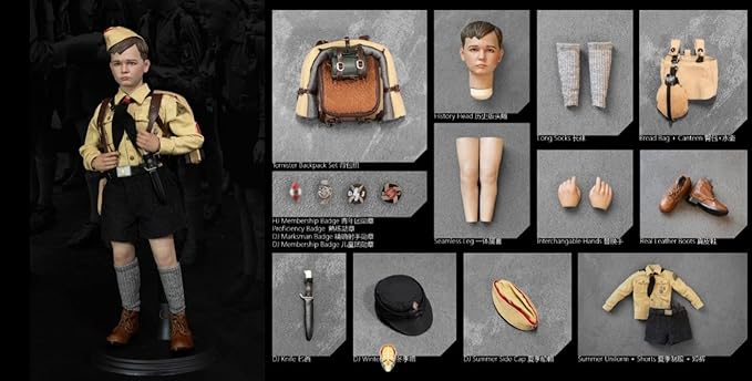 HiPlay Facepool Collectible Figure Full Set: WWII German Youth Brigade Rabbit Boy, 1:6 Scale Miniature Male Action Figurine History Edition FP016B