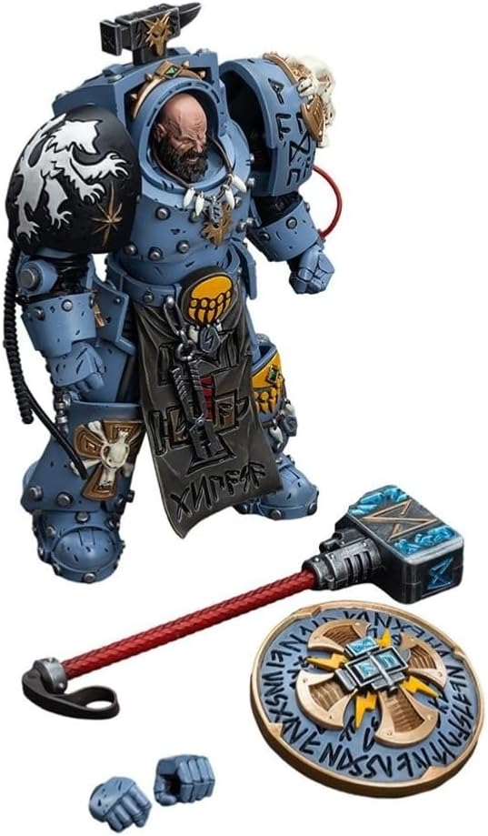 HiPlay JoyToy Warhammer 40K Collectible Figure: Space Wolves Arjac Rockfist 1:18 Scale Action Figures