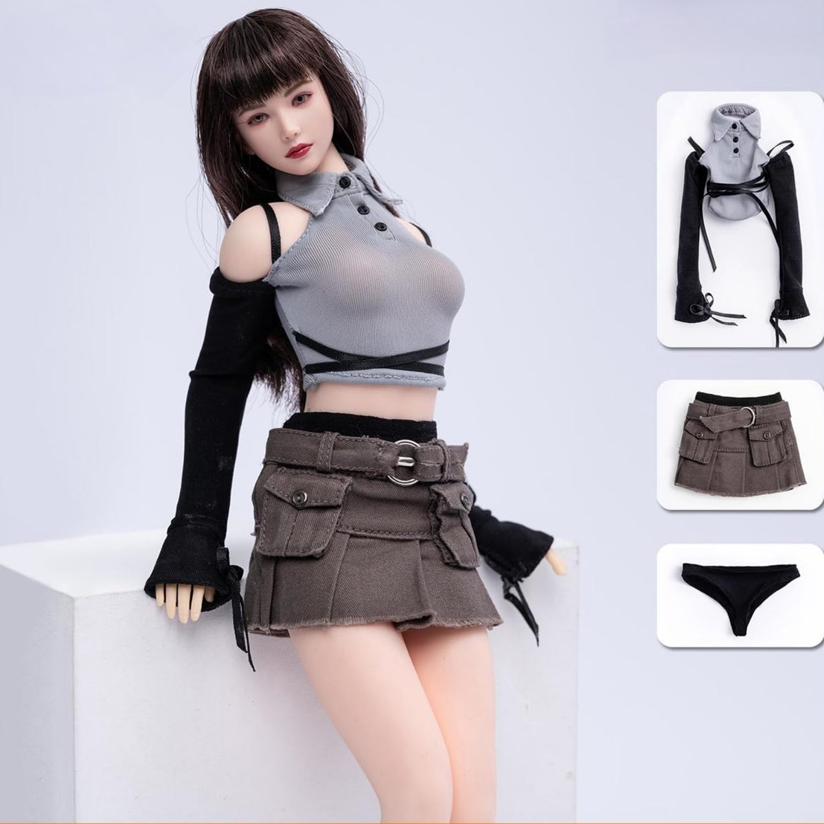 Ropa para muñeca a escala 1/6: Camiseta, traje y falda para figura de acción coleccionable de 12 pulgadas TCT-033A