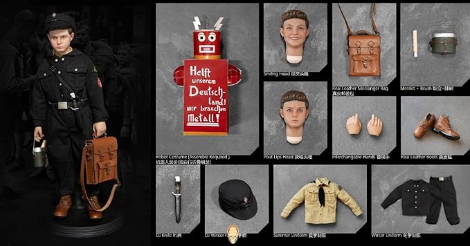 HiPlay Facepool Collectible Figure Full Set: WWII German Youth Brigade Rabbit Boy, 1:6 Scale Miniature Male Action Figurine Film Edition FP016A