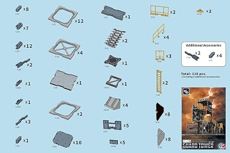 HiPlay 1/18 Scale Action Figure Accessory: Diorama Building Set, Guard Tower Model for Miniature Collectible Figure SIB02