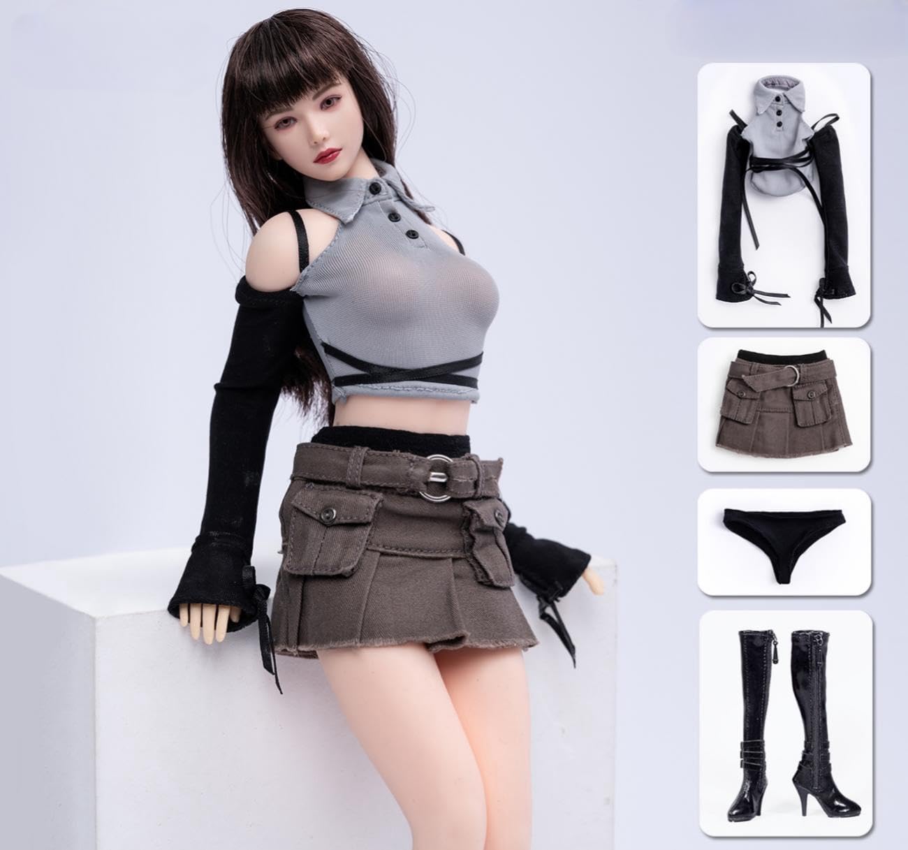 HiPlay 1/6 Scale Figure Doll Clothes: T-Shirt Suit Skirt for 12-inch Collectible Action Figure TCT-033A