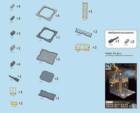 HiPlay 1/18 Scale Action Figure Accessory: Diorama Building Set, Iron Net Base-B Model for Miniature Collectible Figure SIB06