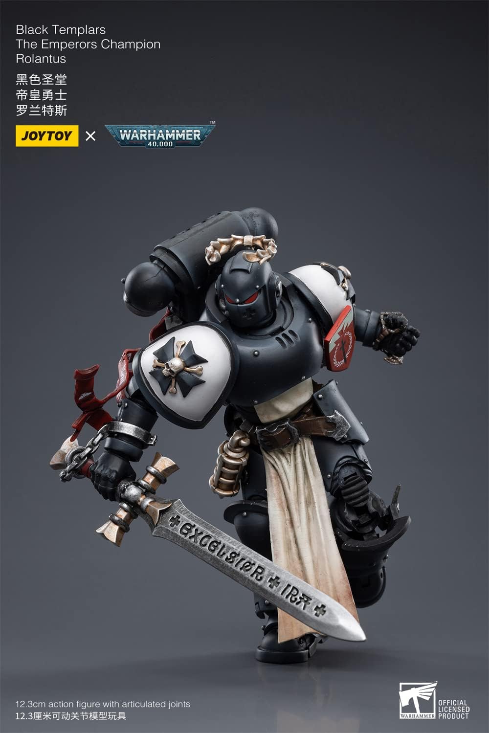 HiPlay JoyToy 40K Officially Licensed 1/18 Scale Action Figures Full Set Series Black Templars, Rolantus