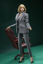 1/6 Scale Figure Doll Clothes: Blue Female Slim-Fit Suit for 12-inch Collectible Action Figure