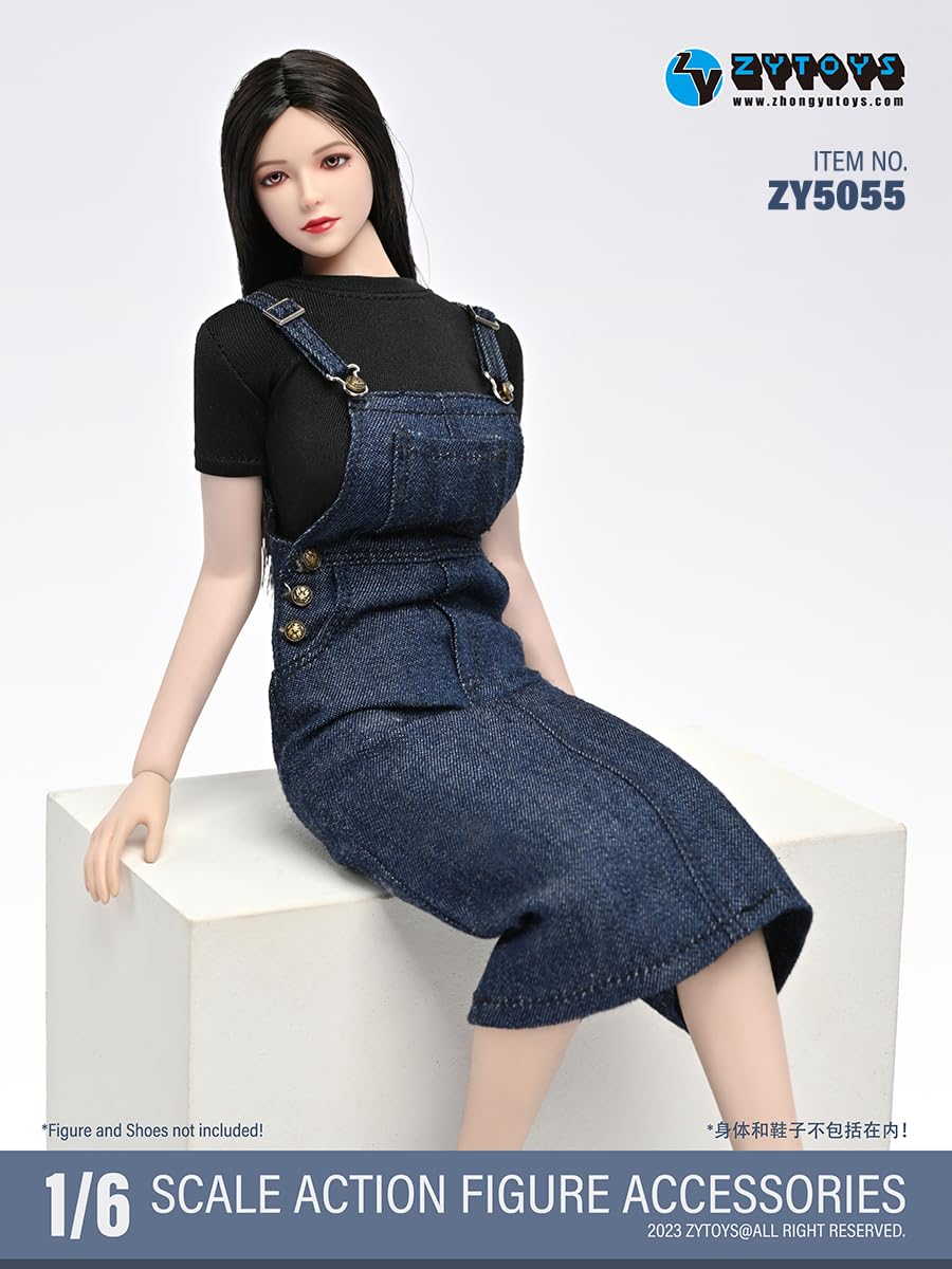 HiPlay 1/6 Scale Figure Doll Clothes: T-Shirt Denim Skirt Suit for 12-inch Collectible Action Figure