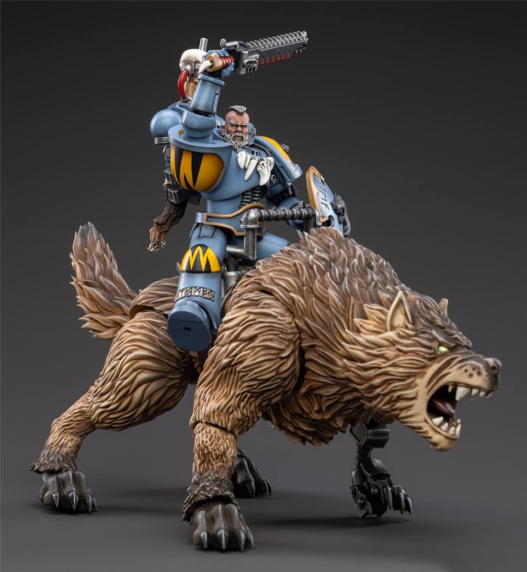 HiPlay JoyToy ¡Á Warhammer 40K Officially Licensed Science Fiction Action Figures 1:18 Scale Science Fiction Figures Full Set Series - Space Wolves Thunderwolf Cavalry Bjane