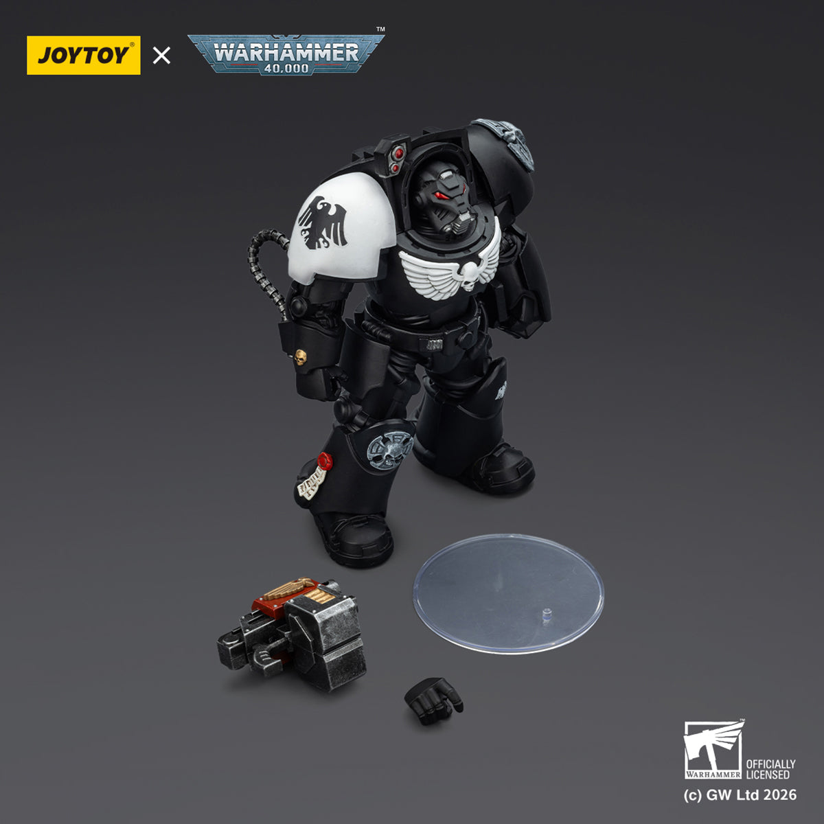 JOYTOY Warhammer 40,000 Raven Guard Terminator with Power Fist and Assault Cannon & with Power Fist and Storm Bolter & with Power Sword and Storm Bolter Action Figure