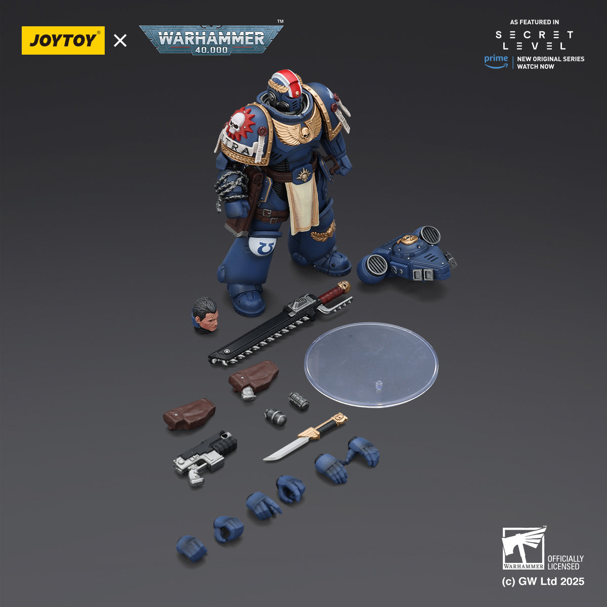 JOYTOY Warhammer Ultramarines Torvald with Power Sword Levantus with Power Sword Metaurus with Power Axe Titus with Laurels of Victory 1/18 Scale Action Figure