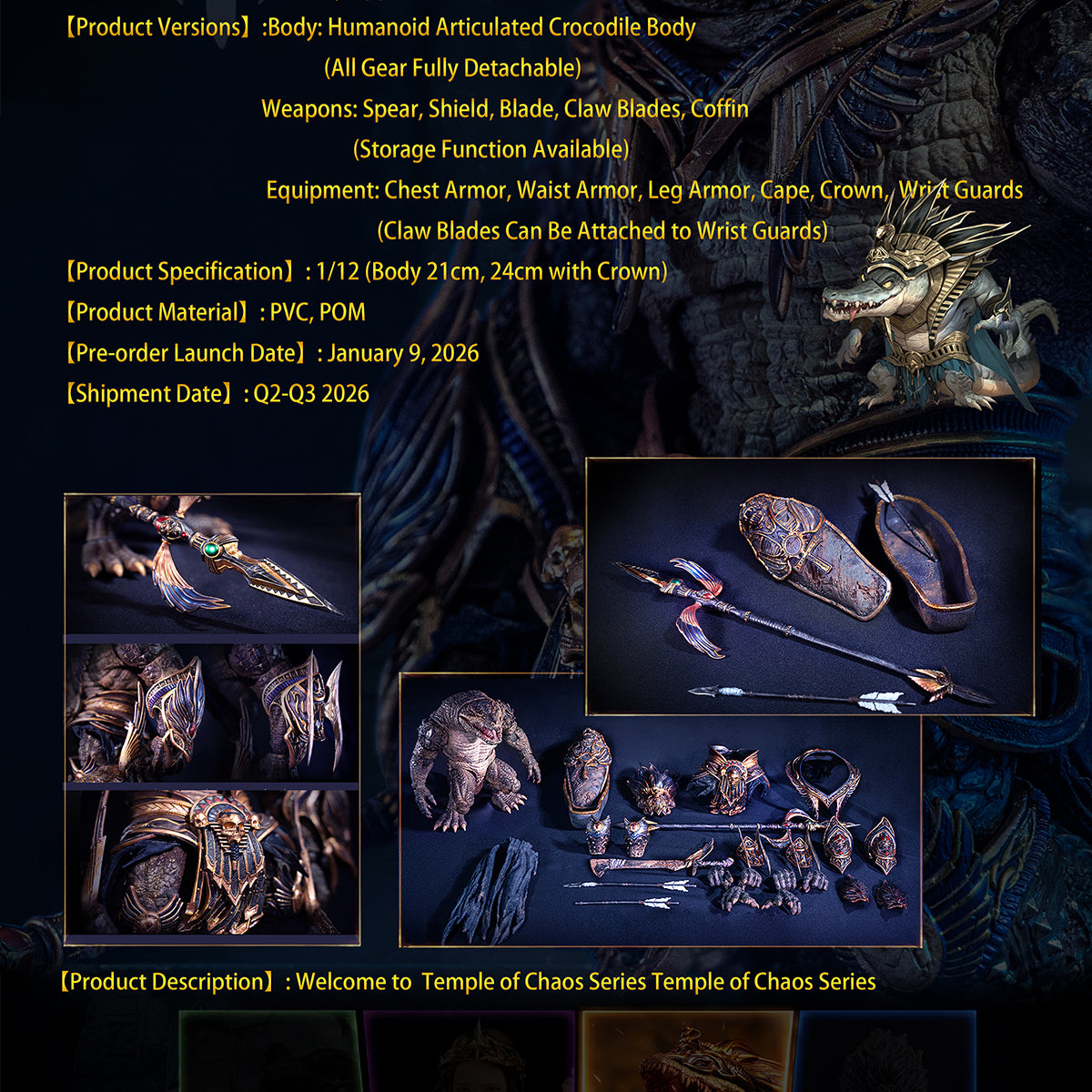 Magic Craftsman Studio Temple of Chaos Series Desert Colossus Crocodile Sobek 1/12 Scale Action Figure