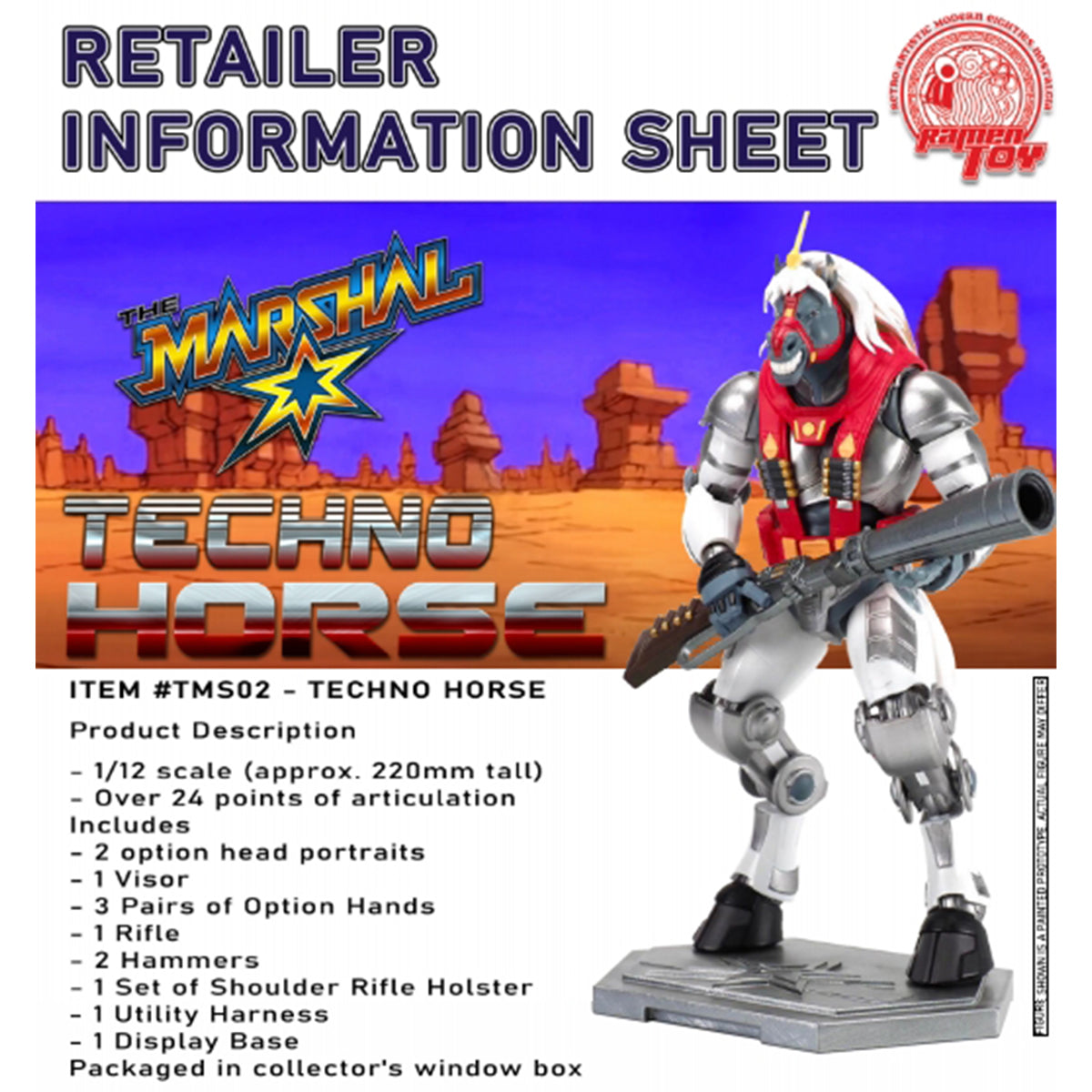 ロウン マスターグッズ Ramen Toy BraveStarr The Marshall Techno Horse 1/12 Scale Action Figur
