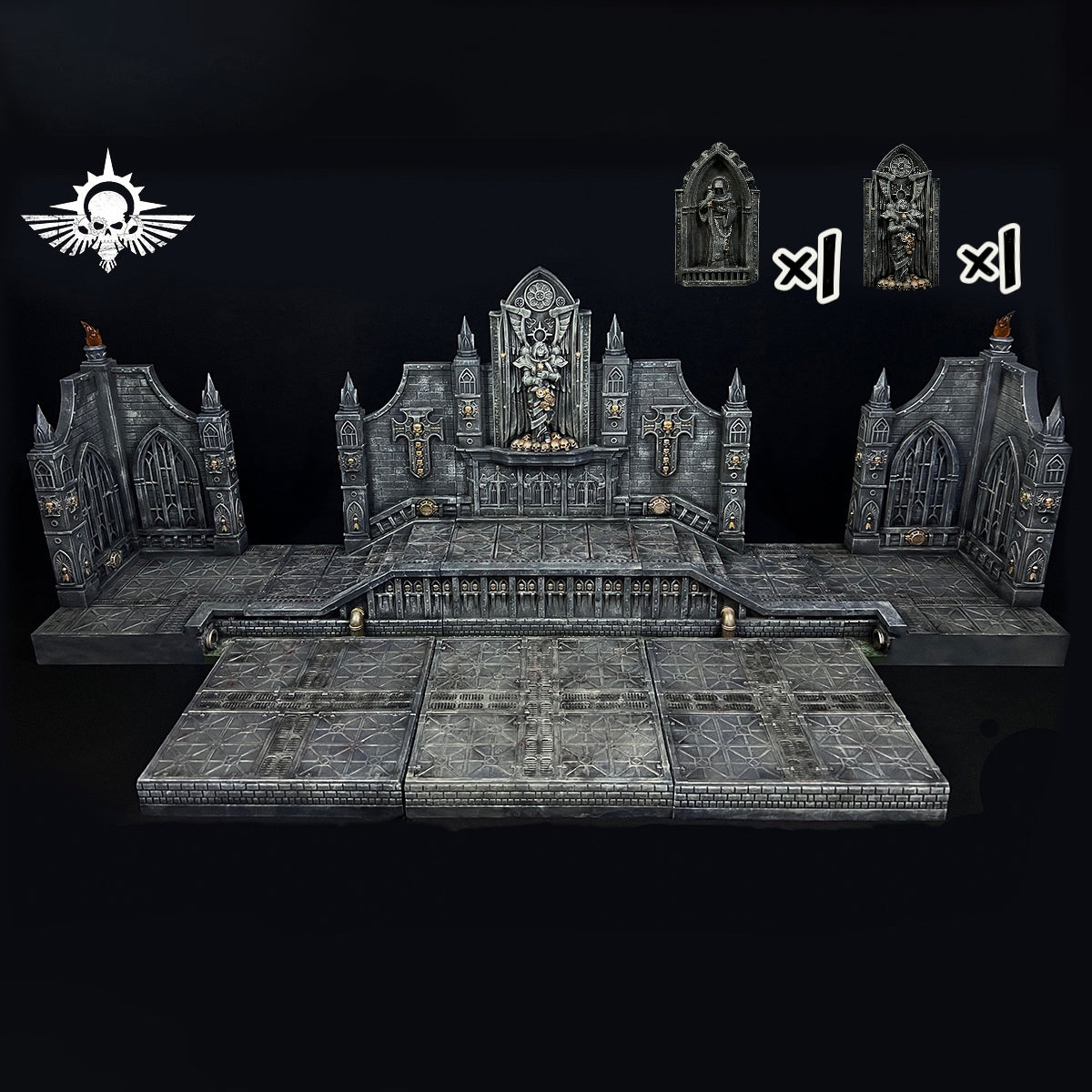 Xinglan Workshop 1/12 diorama base — Modular gothic walls and tiled floor layout