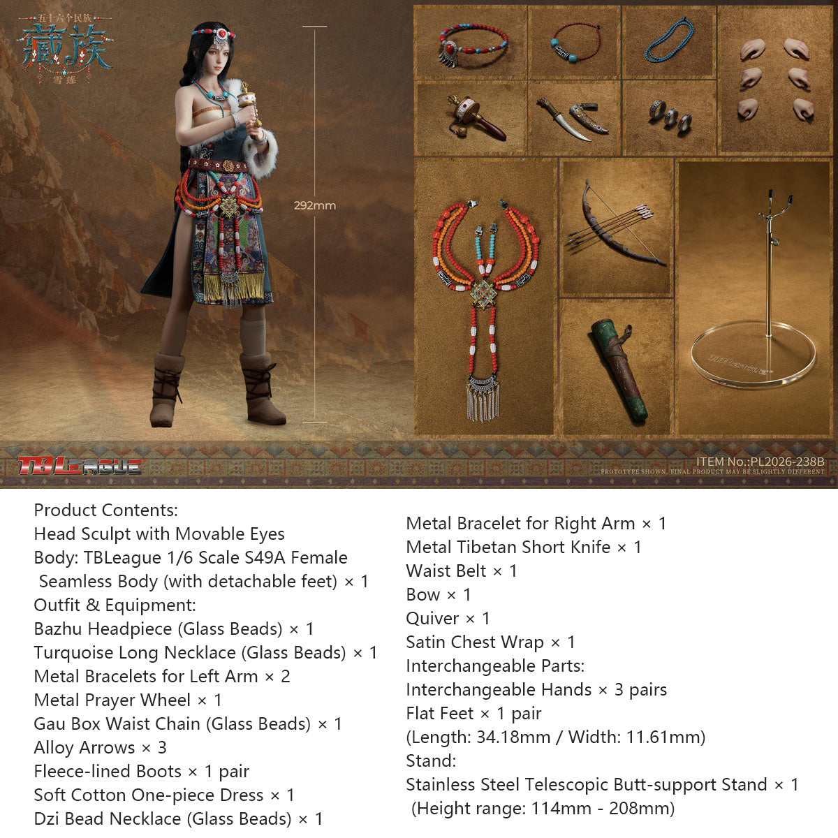 TBLeague Xuelian & Gesang, 1/6 Scale Tibetan Collectible Figure with Movable Eyes
