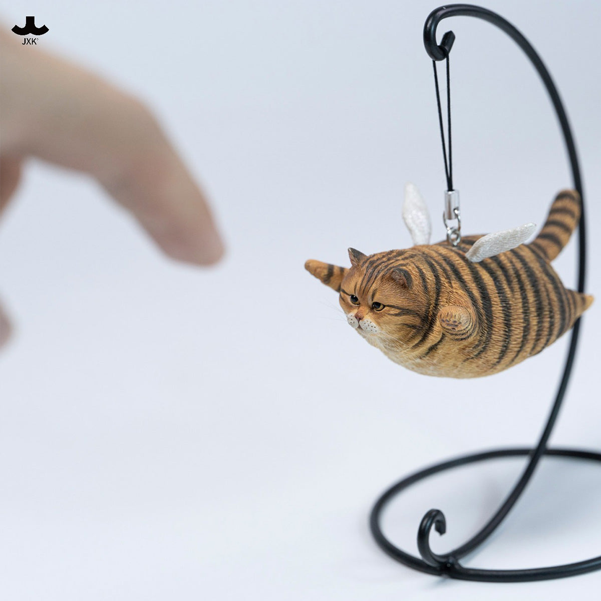 JXK Cat Angel Statue JXK383 Winged Feline Figure with Metal Stand Realistic Animal Collectible for Home Office Desk Decor