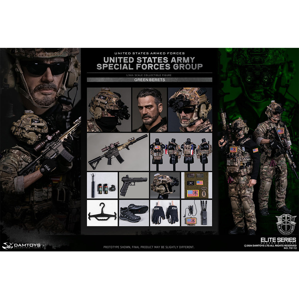 DAMTOYS NO.78112 UNITED STATES ARMY SPECIAL FORCES GROUP (Green Berets) 1/6 Scale Action Figure