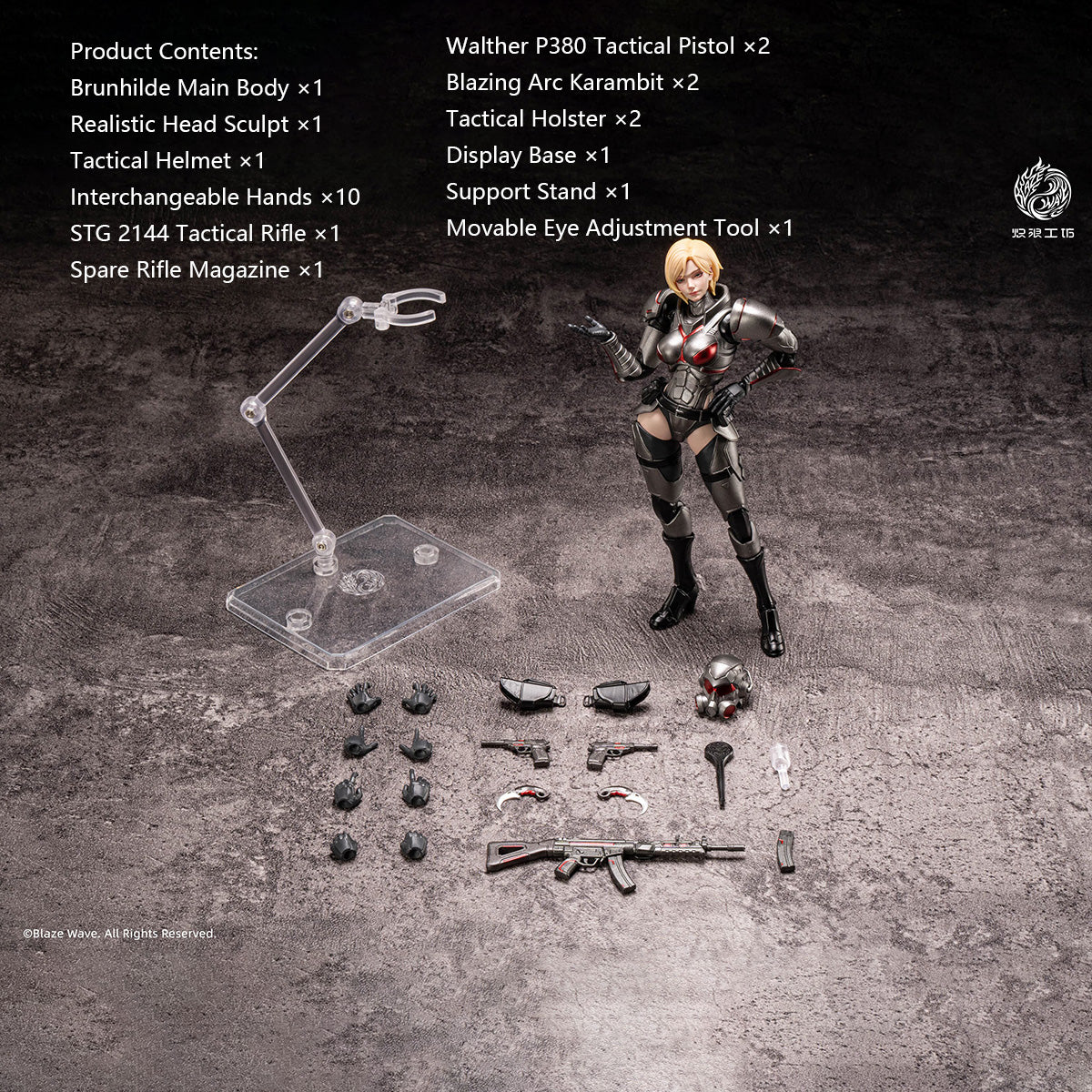 Blazing Wave Studio Valkyrie Brunhilde 1/12 Scale Female Soldier Action Figure Set