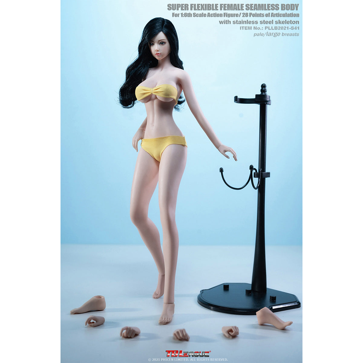 TBLeague Seamless Female Large Bust Tall and Slender S41 Detachable Feet with Head Sculpt 1/6 Scale Action Figure Body
