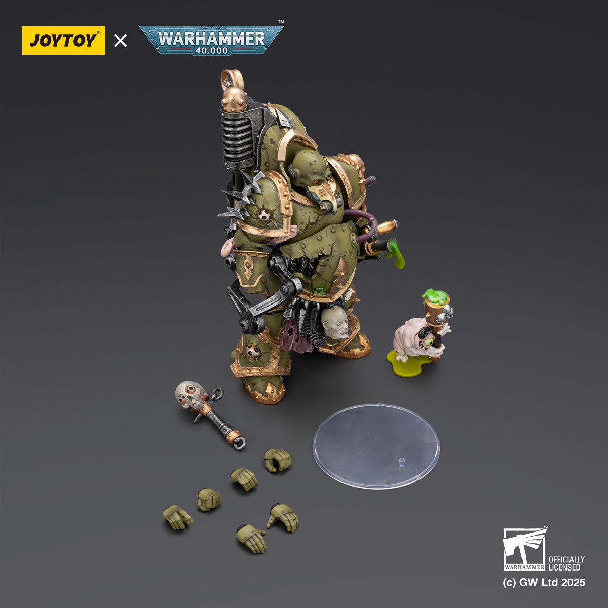 JOYTOY Warhammer Death Guard Lord of Virulence with Power Fist and Twin Plague Spewer & Foul Blightspawn with Plague Sprayer 1/18 Scale Action Figure