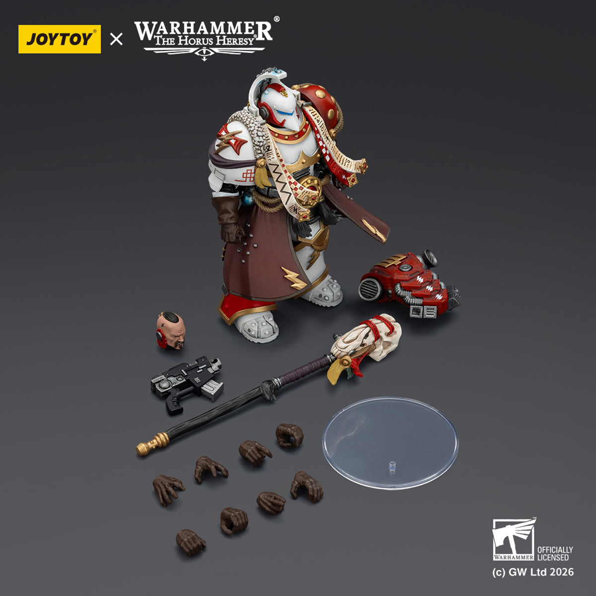 JOYTOY White Scars Legion Praetor in Cataphractii Terminator Armour & Stormseer Consul with Force Staff and Bolt Pistol JT03486 1/18 Scale Action Figure
