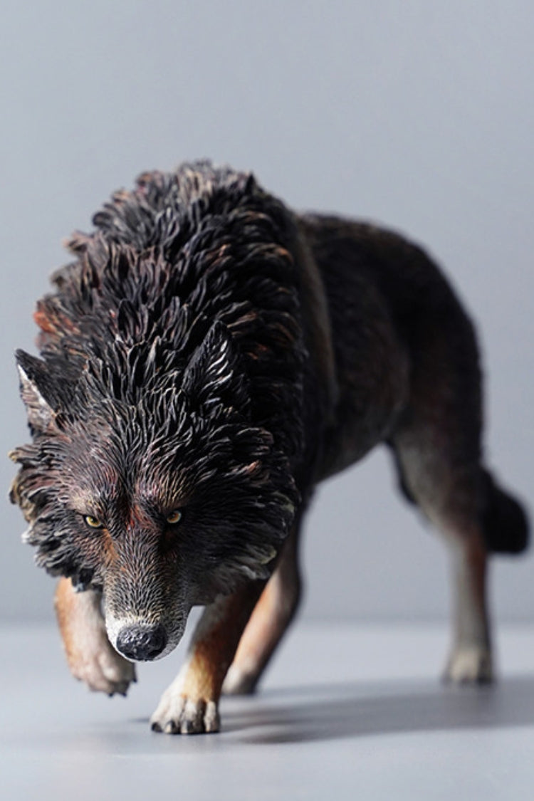JXK Collectible Wolf Figure: North American Gray Wolf, Expertly Hand-Painted, Lifelike, Safe Resin, 1:6 Scale Miniature Animal Figurine