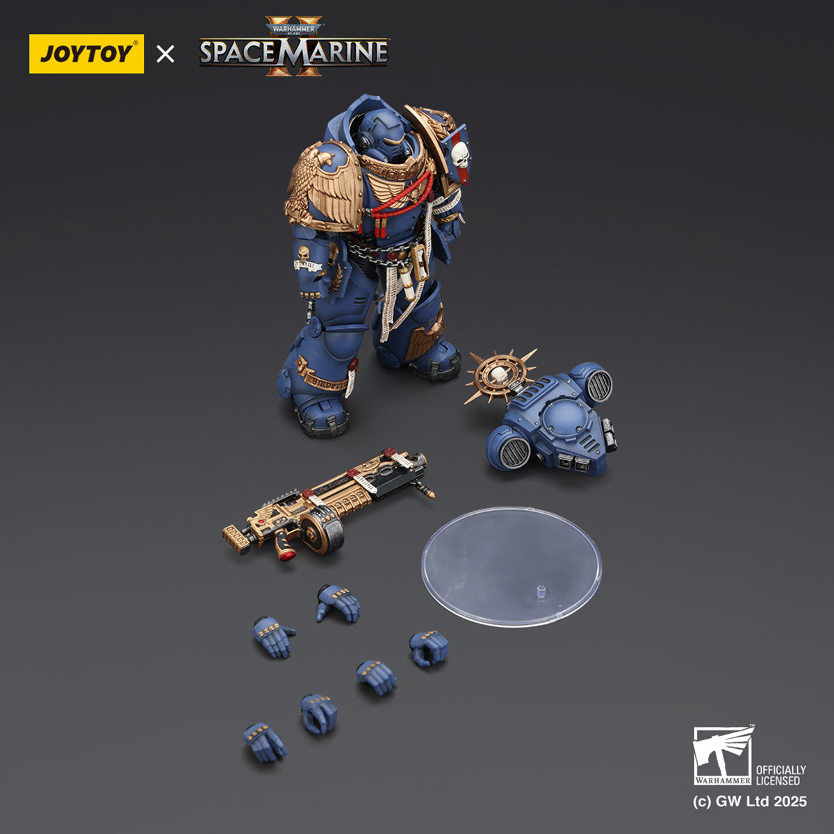 JOYTOY Ultramarines Relic Primus Armour with Plasma Pistol and Combat Blade & Ultramarines Heavy Artificer Armor with Relic Multi-Melta & Ultramarines Heavy Relic Primus Armor with Heavy Relic Bolt Rifle