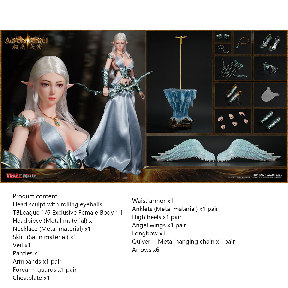 TBLeague Aurora Angel (PL2026-233C) 1/6 Scale Collectible Seamless Body Action Figure with Wings and Diorama Base