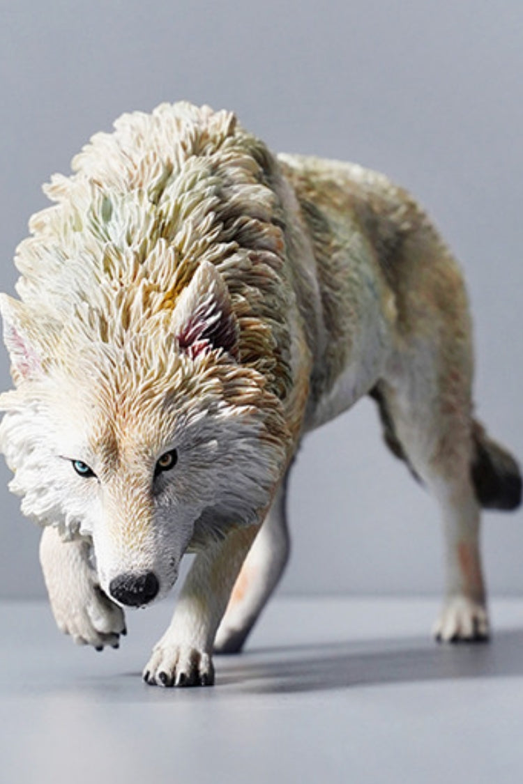JXK Collectible Wolf Figure: North American Gray Wolf, Expertly Hand-Painted, Lifelike, Safe Resin, 1:6 Scale Miniature Animal Figurine
