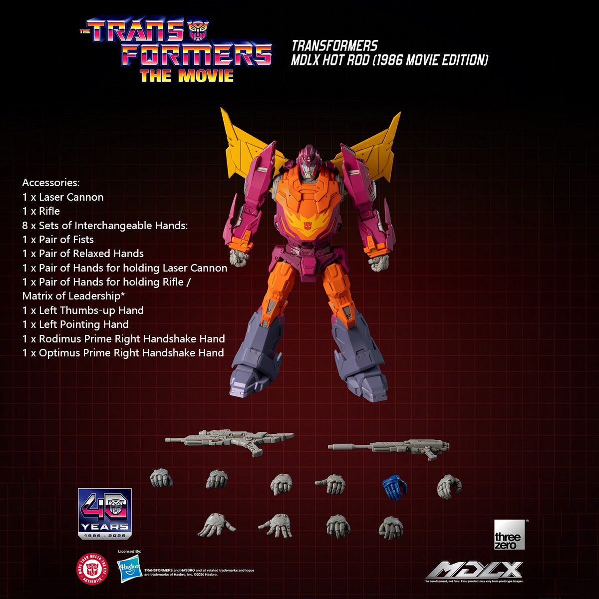 Threezero 3Z11250W0 Transformers MDLX Hot Rod (1986 Movie Edition) 7-Inch Collectible Die-cast Zinc Alloy Frame Action Figure
