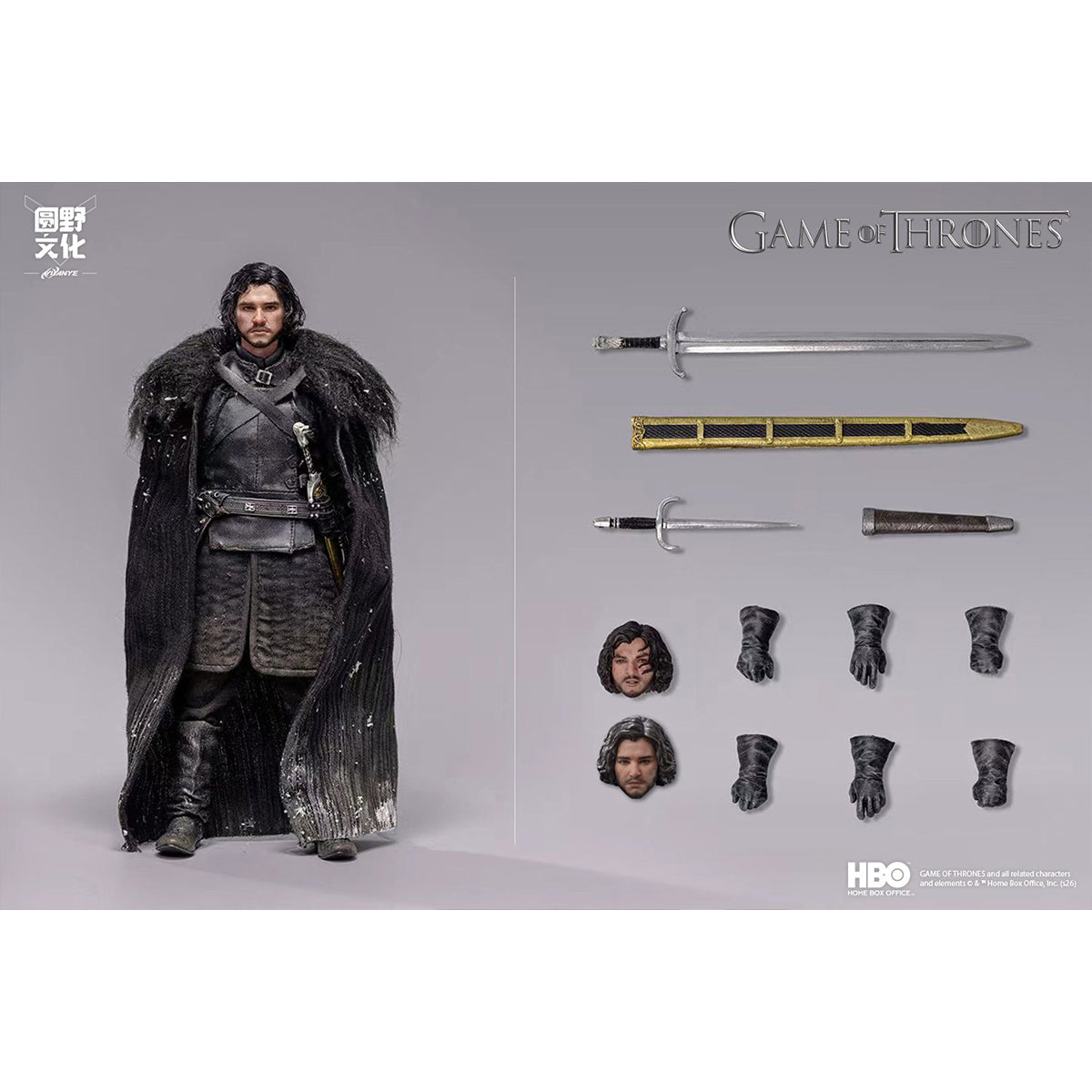 YUANYE CULTURE Game of Thrones Jon Snow & Direwolf & Accessory Pack 1/12 Scale Action Figure