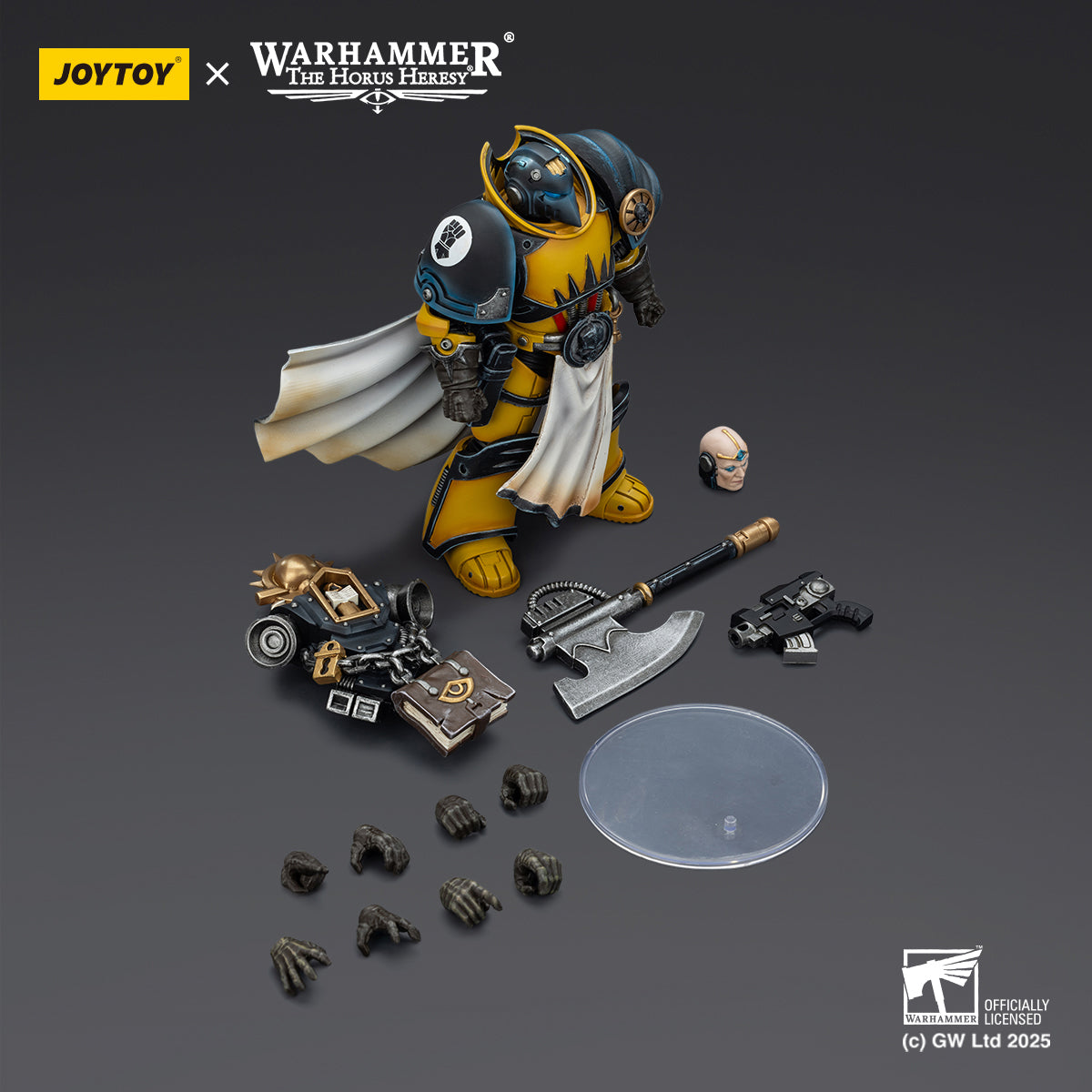 JOYTOY Warhammer Imperial Fists Librarian Consul with Force Axe and Bolt Pistol & Legion Praetor in Tartaros Terminator Armour with Power Sword and Vigil Storm Shield