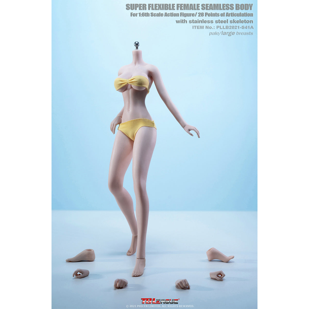 TBLeague Seamless Female Large Bust Tall and Slender S41 Detachable Feet with Head Sculpt 1/6 Scale Action Figure Body