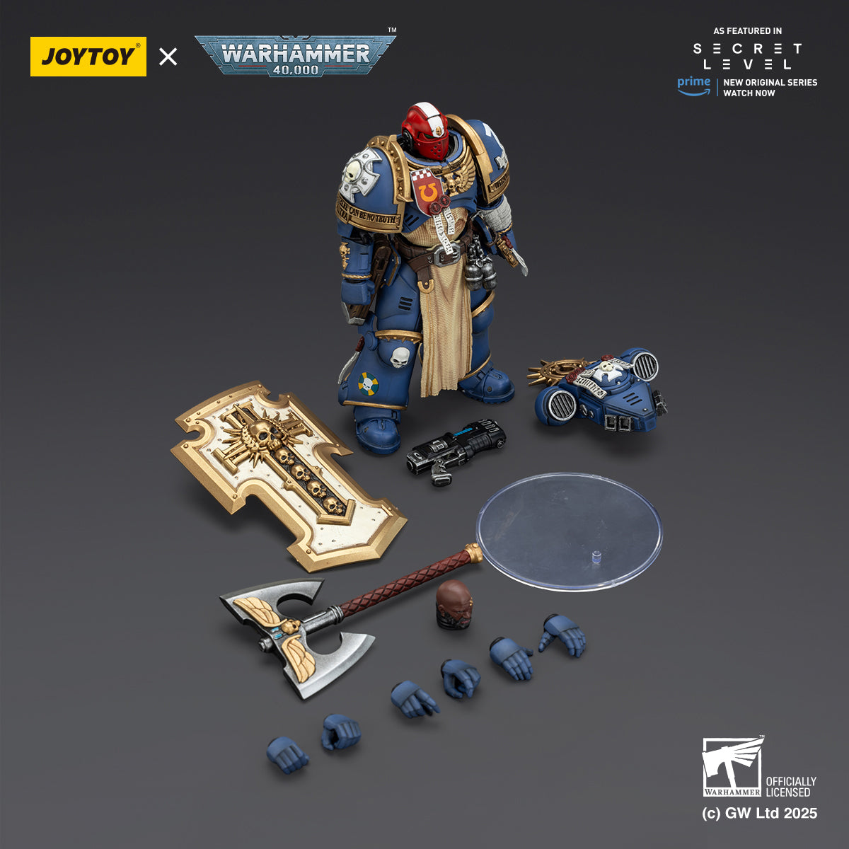 JOYTOY Warhammer Ultramarines Torvald with Power Sword Levantus with Power Sword Metaurus with Power Axe Titus with Laurels of Victory 1/18 Scale Action Figure