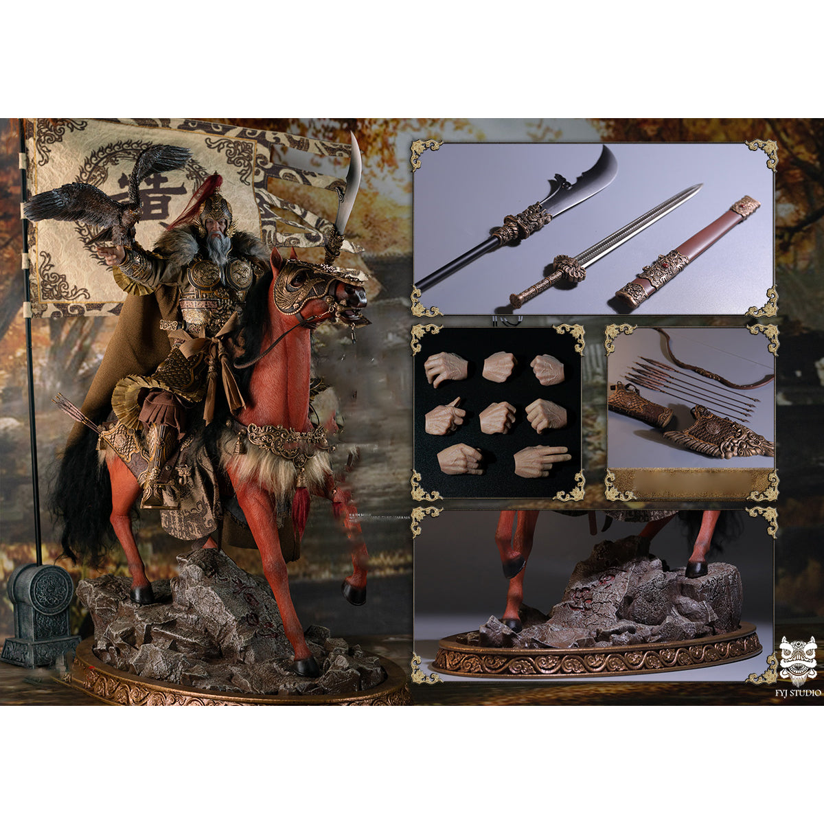 FYJ-STUDIO FYJ 002 Three Kingdoms General Of The Western Expedition Huang Zhong Bow And Arrow Falcon 1/6 Scale Action Figure