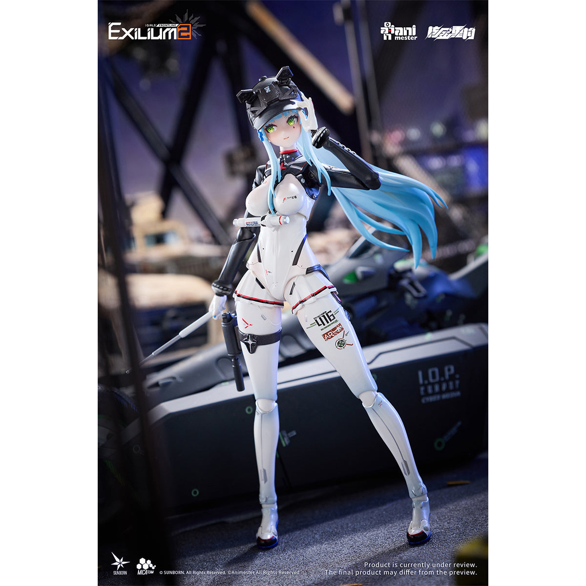 Animester Girls' Frontline 2: Exilium Klukai Action Figure Set with Motorcycle Vehicle 1/12 Scale