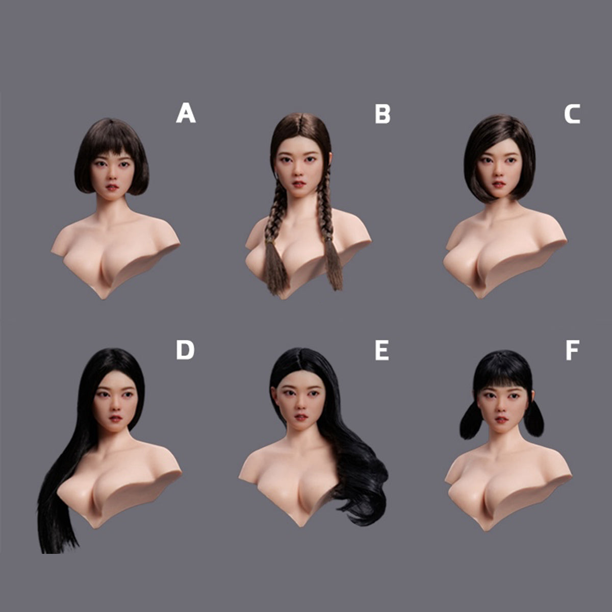 YMTOYS, Cabeza de mujer asiática con ojos móviles, esculpida en trigo, para figura de 30 cm