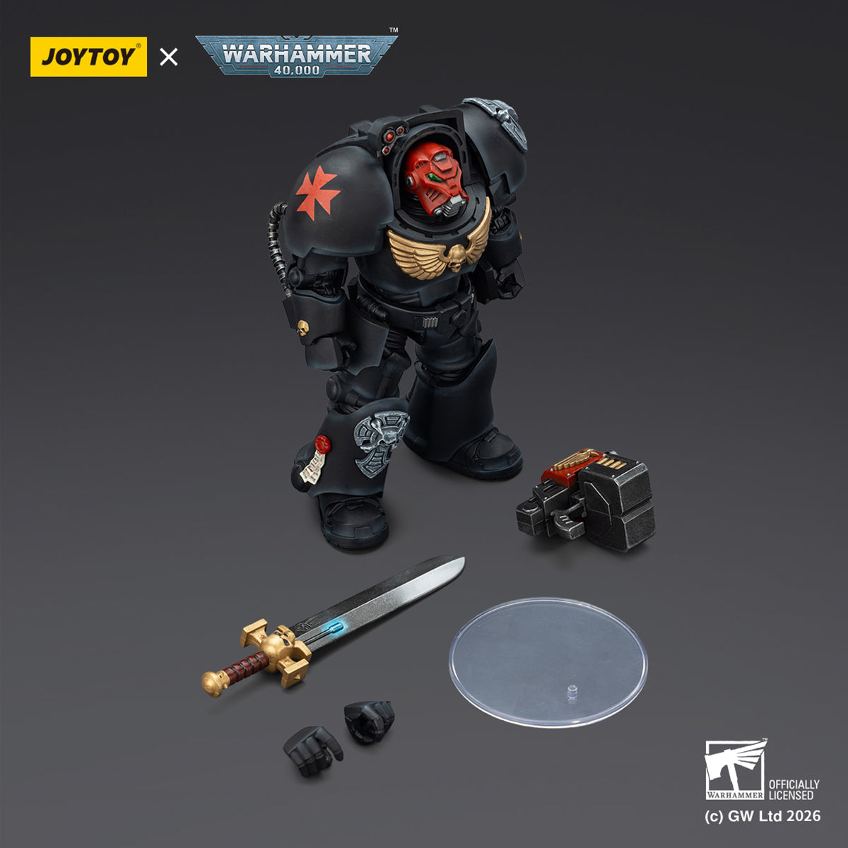 JOYTOY Warhammer 40,000 Black Templars Terminator with Power Fist and Assault Cannon & with Power Fist and Storm Bolter & with Power Sword and Storm Bolter Action Figure