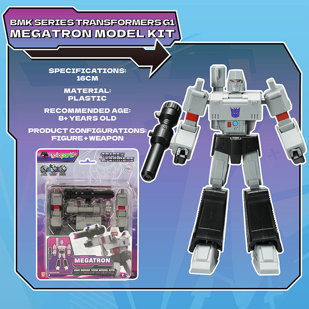 Yolopark Transformers G1 Animation BMK Optimus Prime Megatron Bumblebee Starscream Set Model Kit